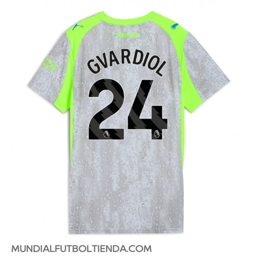 Camiseta Manchester City Josko Gvardiol #24 Tercera Equipación Replica 2025-26 para mujer mangas cortas